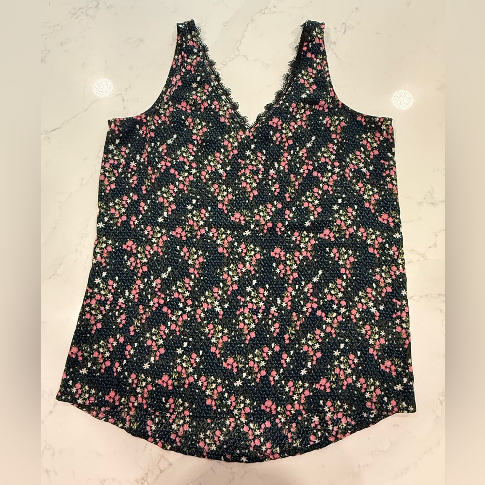 Vylette Floral Lace Trim Tank Top - Size XS